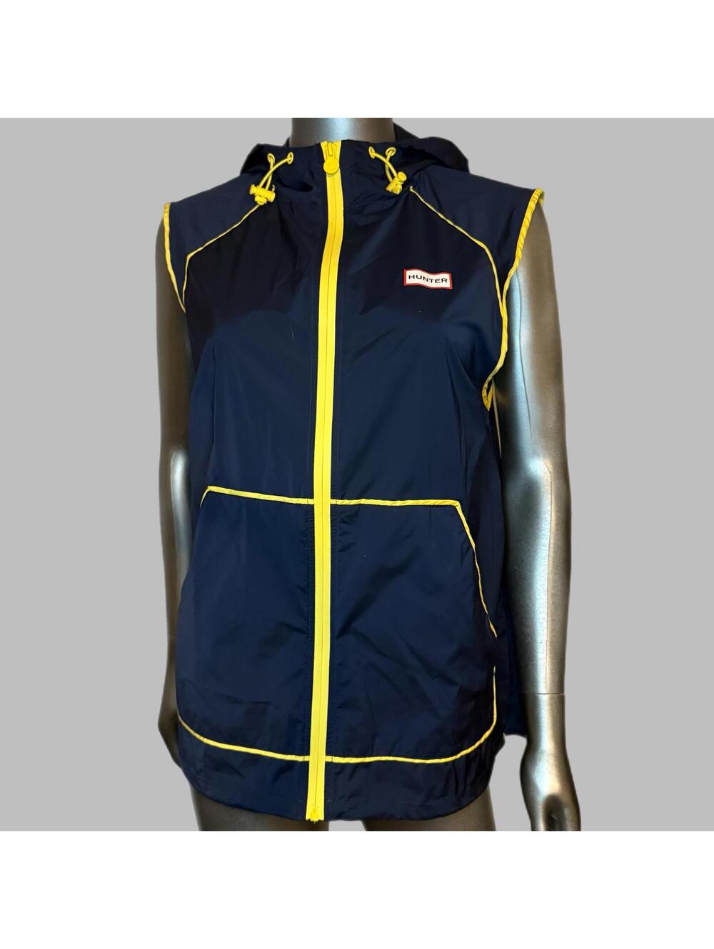 Hunter Women's Lightweight Vest Hood - Navy Yellow Medium
